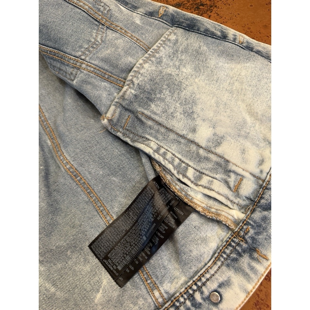 ZARA Women's Y2K Graffiti Artist Distressed Denim Jean Jacket Medium - Picture 7 of 11